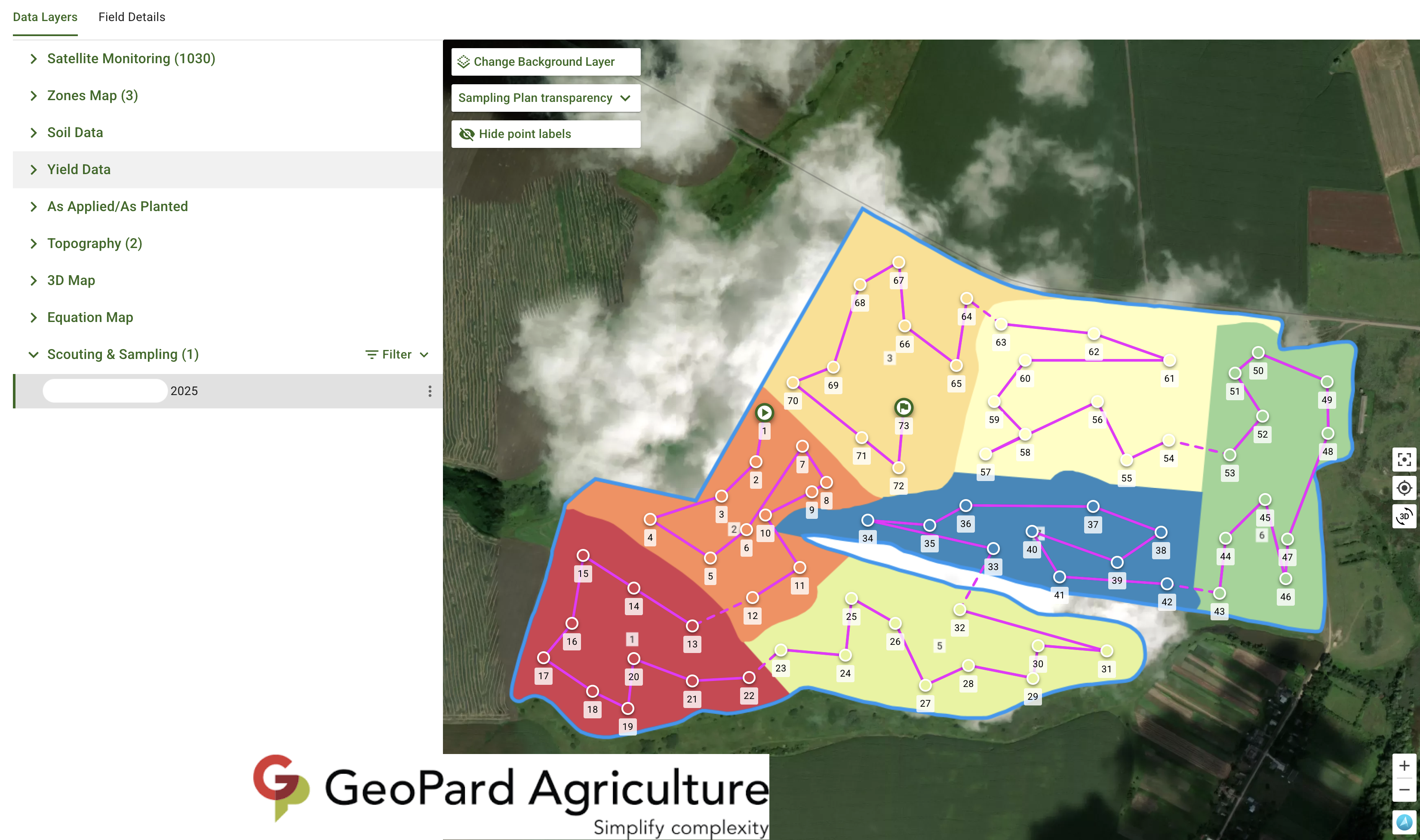 Zonal Soil Sampling, Zone-By-Zone Option. Go to the next Zone only after finishing the previous one.